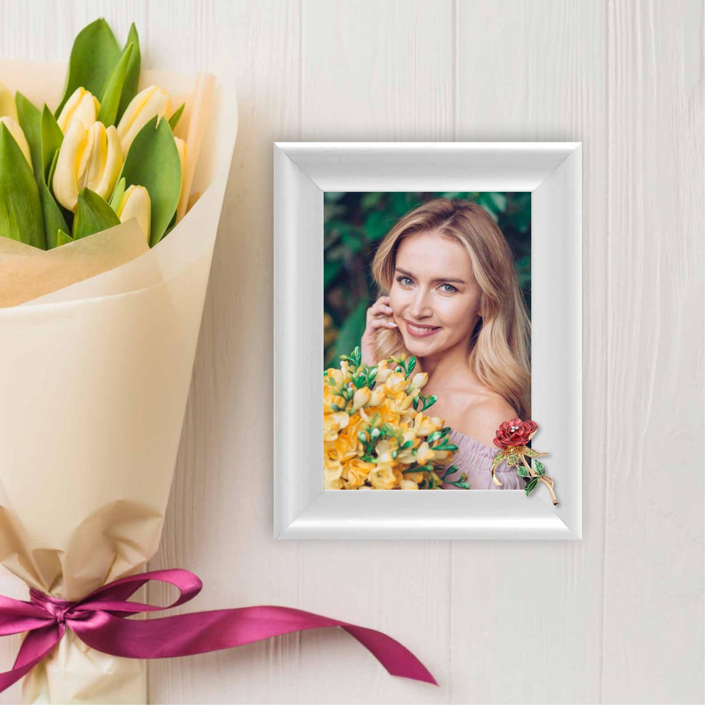 Hello Spring Picture Frame Photo Frame Embellished Gift for Wall and Tabletop Display (5x7)