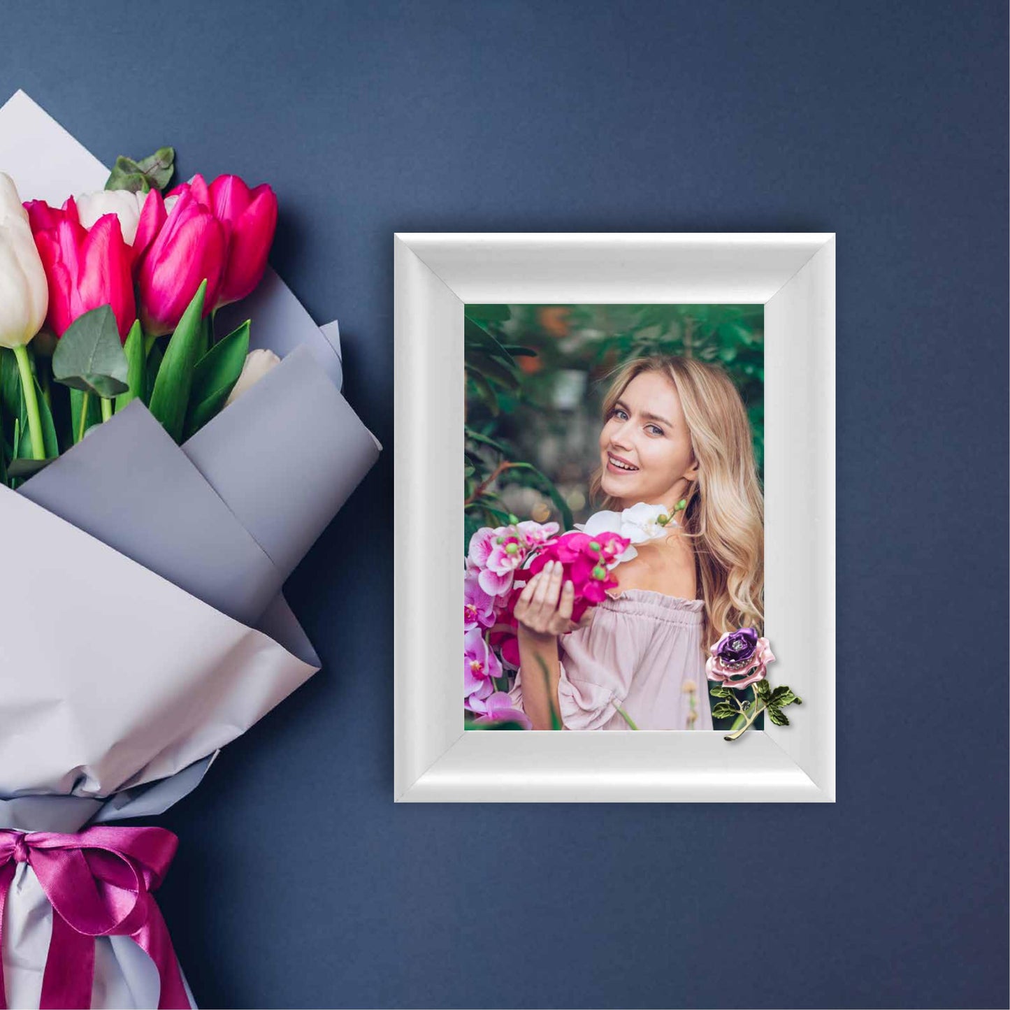 Hello Spring Picture Frame Photo Frame Embellished Gift for Wall and Tabletop Display (5x7)