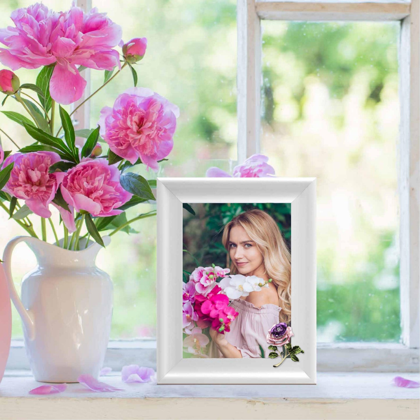 Hello Spring Picture Frame Photo Frame Embellished Gift for Wall and Tabletop Display (5x7)