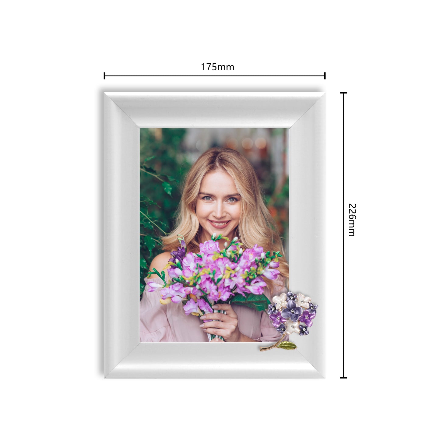 Dotride 5x7 Picture Frames with 3 Decorations, Wooden Photo Frame with Detachable 3 Flower Ornaments for Wall and Tabletop Display, Fit for Women Lovers Photos, White