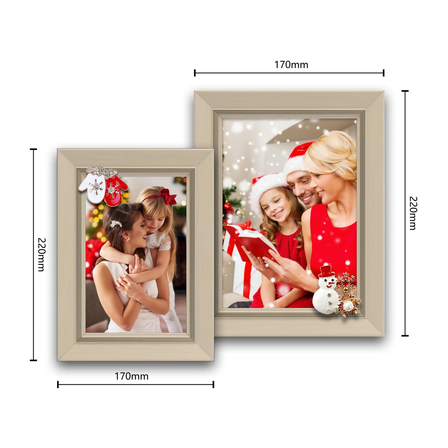 Christmas Picture Frame Photo Frame Embellished Gift for Wall and Tabletop Display (5x7 and 4x6, Beige)