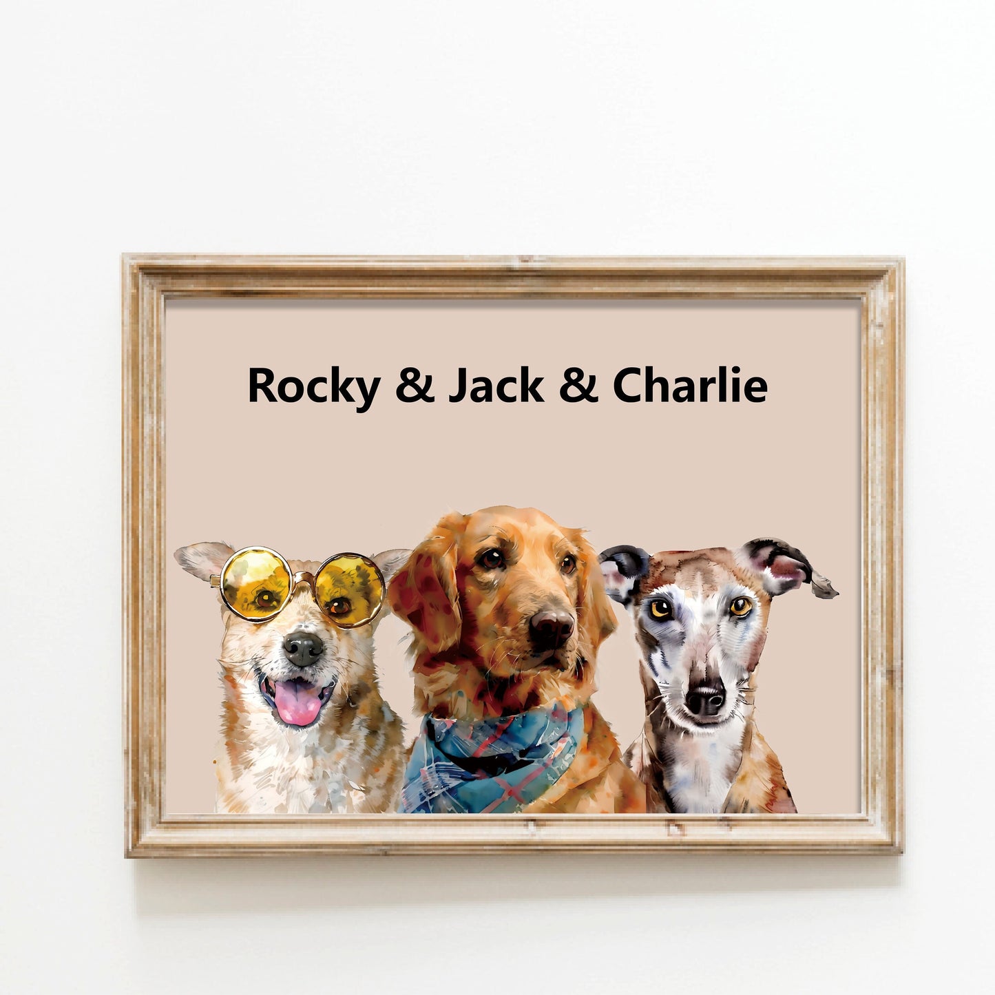 Double the Love: 2 Pet Portrait & Dog Portrait Print - Custom Pet Painting, Pet Loss Gift, Watercolor Portrait