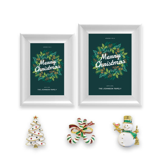 Christmas Picture Frame Photo Frame Embellished Gift for Wall and Tabletop Display (5x7 and 4x6, White)