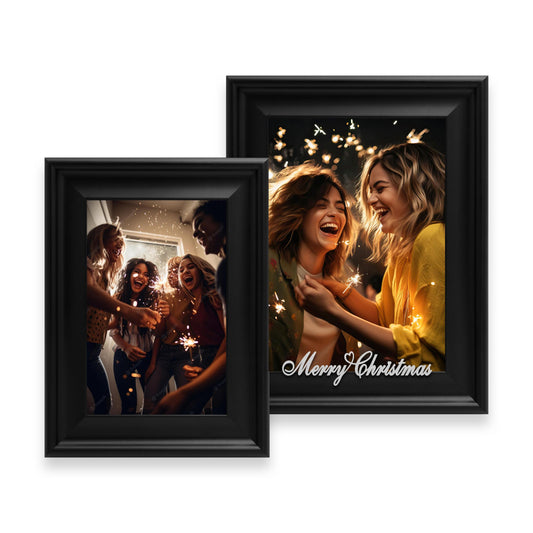 Christmas Picture Frame Photo Frame Embellished Gift for Wall and Tabletop Display (5x7 and 4x6, Black)