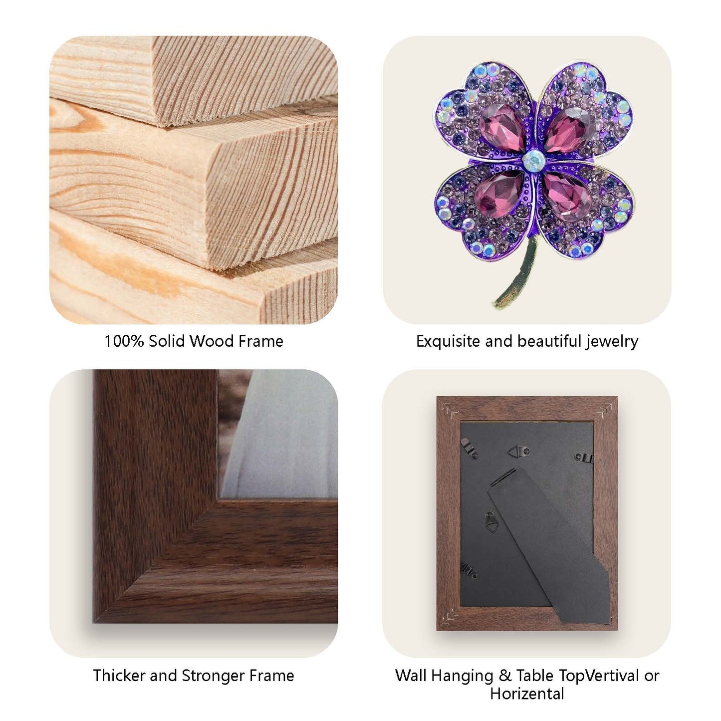 Dotride Custom Picture Frame, Wood Photo Frame with Custom Wooden Carving, Can be engraved with any text you want, suitable for Suitable for Various Themes, Black Flower