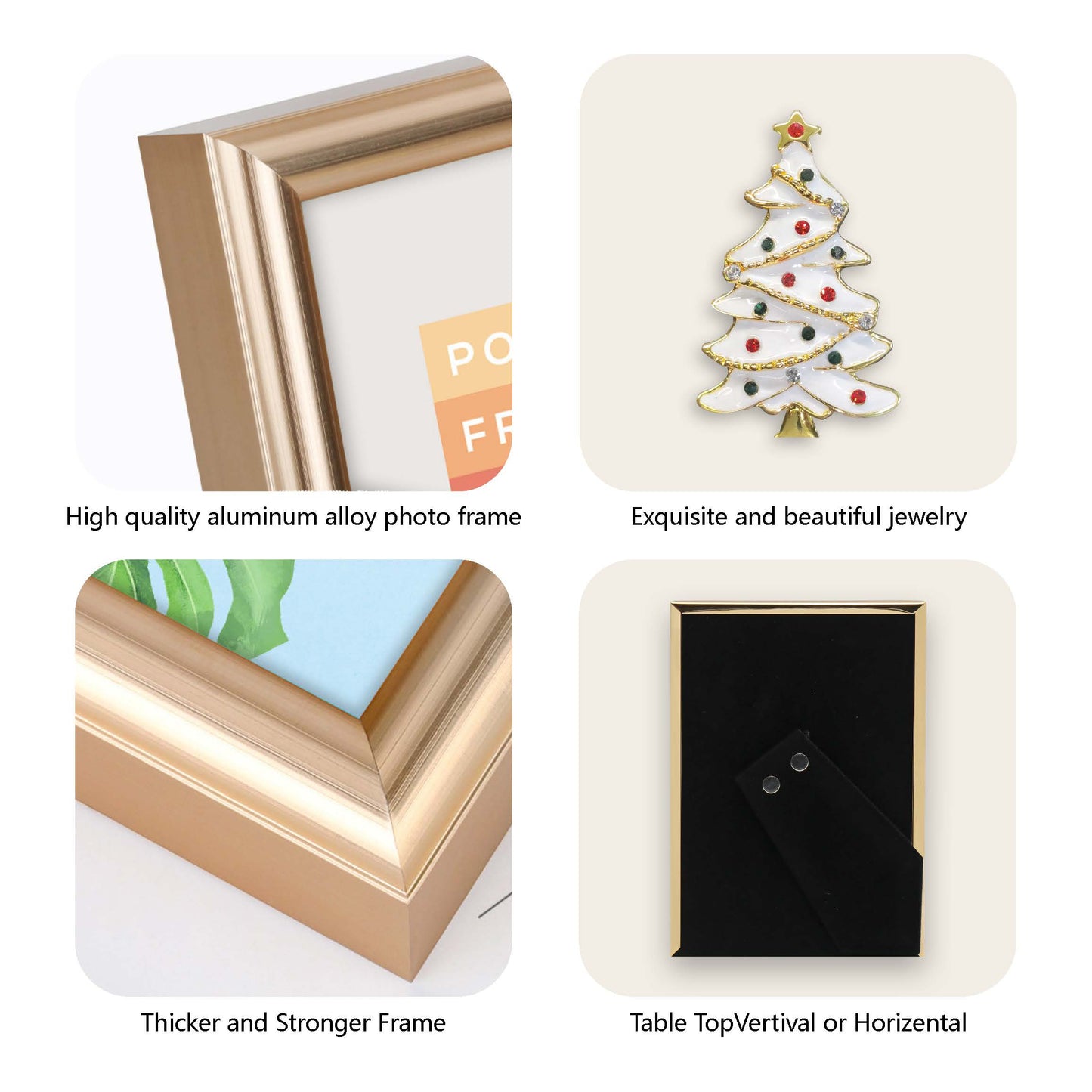 Dotride 5x7 Metal Picture Frames with Glass Panel 2 Pack, Tabletop Photo Frame with Detachable American Flag Ornaments, Perfect for Independence Day Commemoration, Gold and Silver