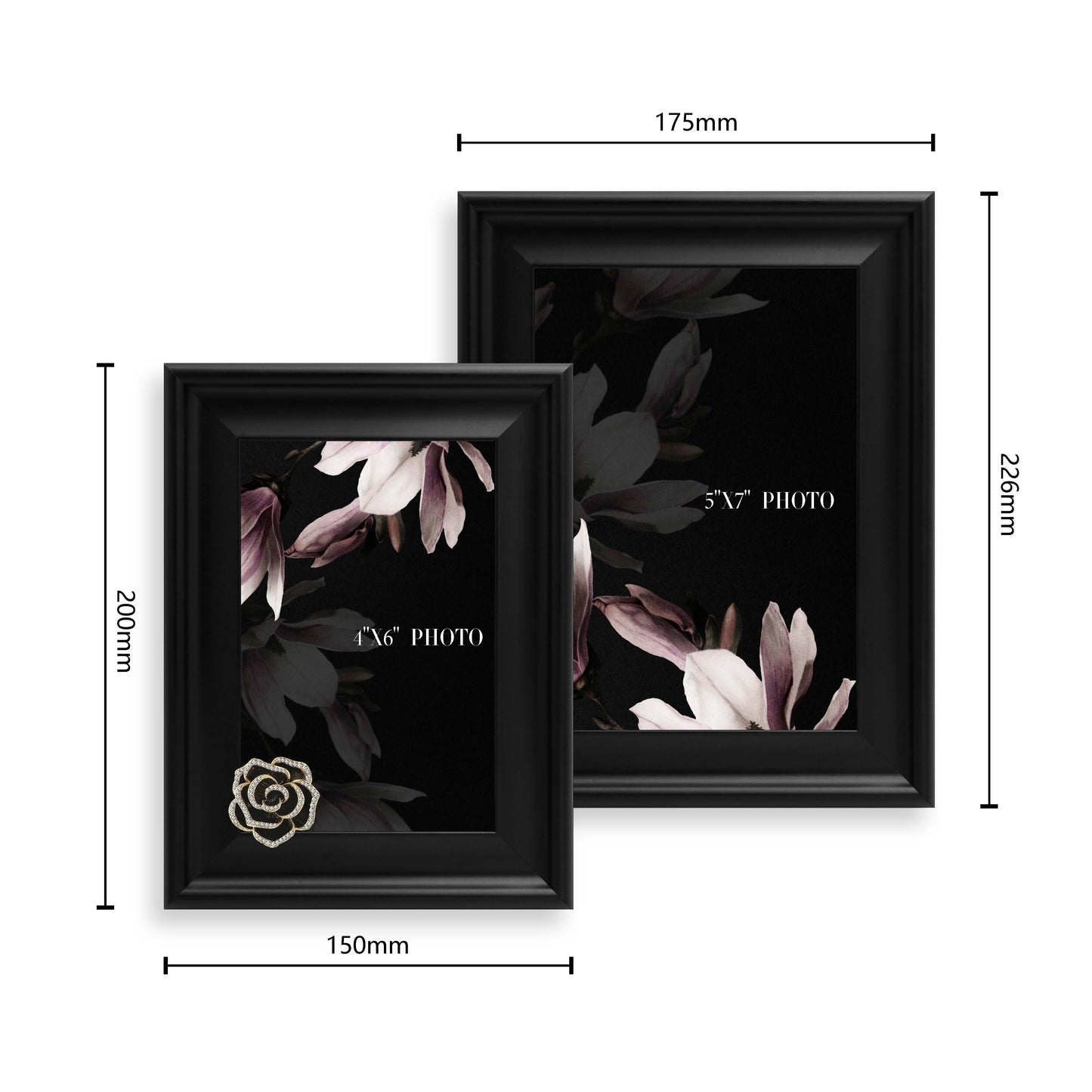 Wall photo frame decoration Dotride 5x7 & 4x6 Picture Frame with a Decoration 2 Pack, Photo Frame with a Detachable Flowers Ornament for Wall and Tabletop Display