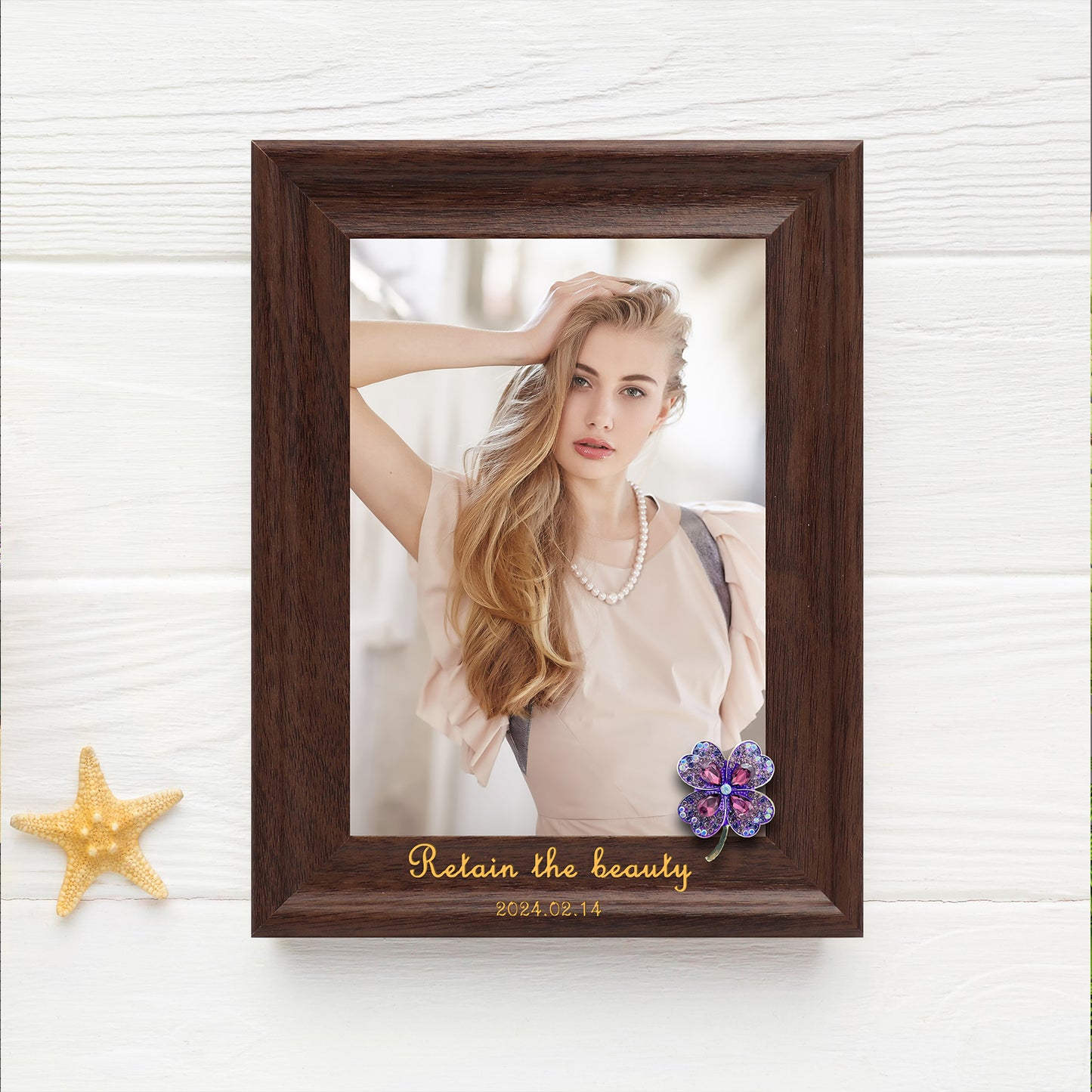 Decorating Photo Frames Ideas Dotride Custom Picture Frame, Wood Photo Frame with Custom Wooden Carving, Can be engraved with any text you want, suitable for Suitable for Various Themes, Clover Brown