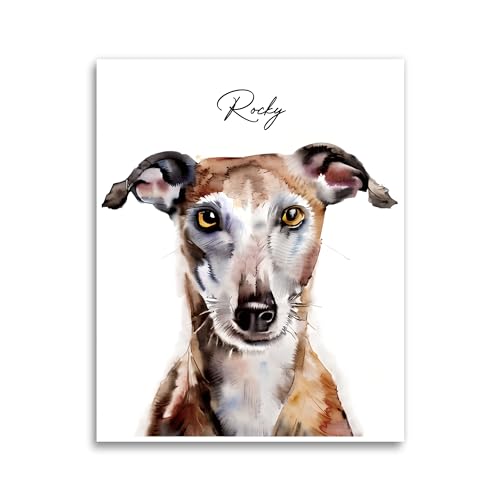 Custom Pet Portrait Watercolor Painting Framed Prints, Dog/Cat Portrait Canvas Wall Art for Home Decoration, Gift for Pet Lovers
