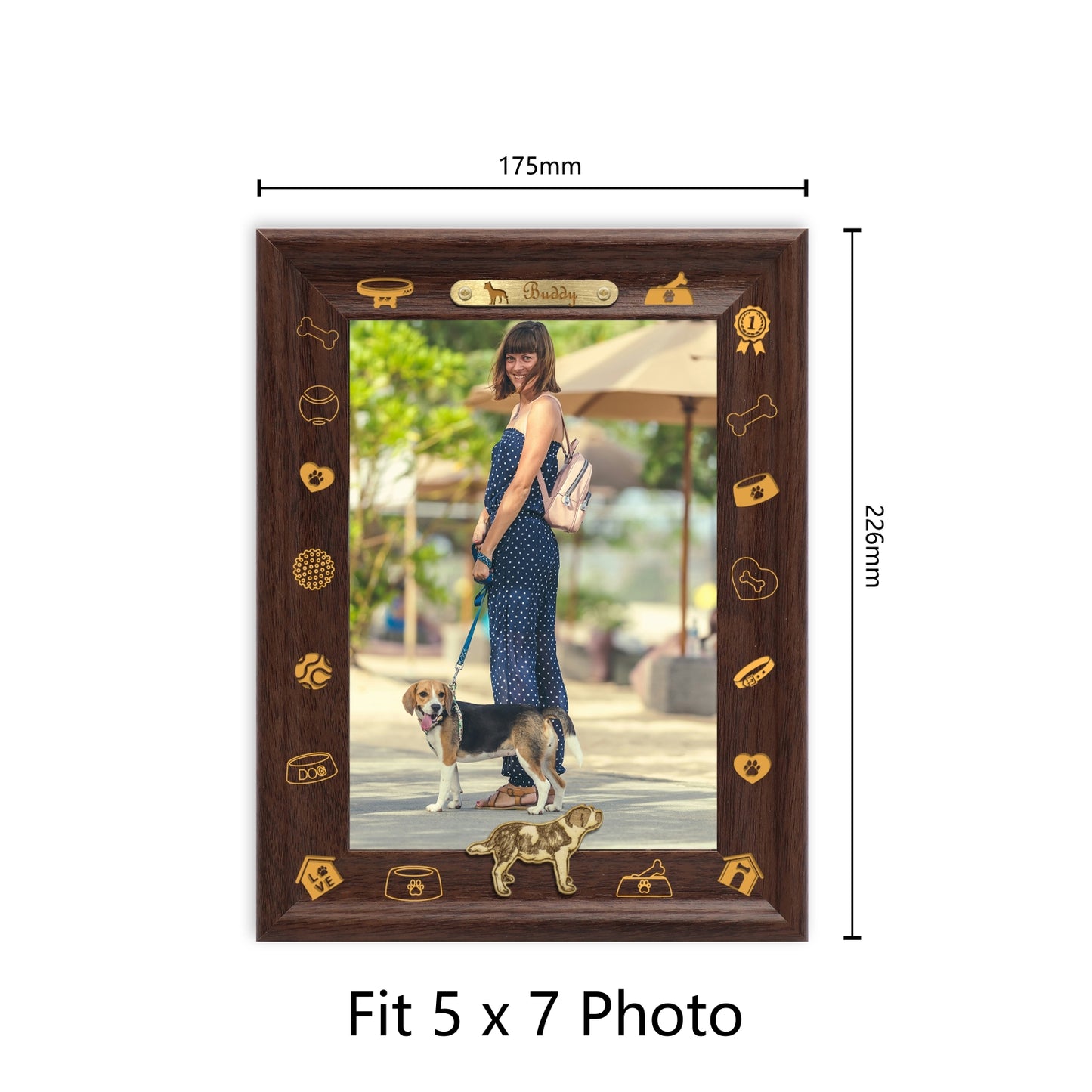 Dotride Custom Picture Frame, Wood Photo Frame with Custom Wooden Carving, Can be engraved with any text you want, suitable for Suitable for Various Themes, Golden Retriever