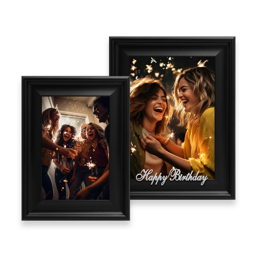 Happy Birthday Picture Frame Photo Frame Embellished Gift for Wall and Tabletop Display (5x7 and 4x6, Black)