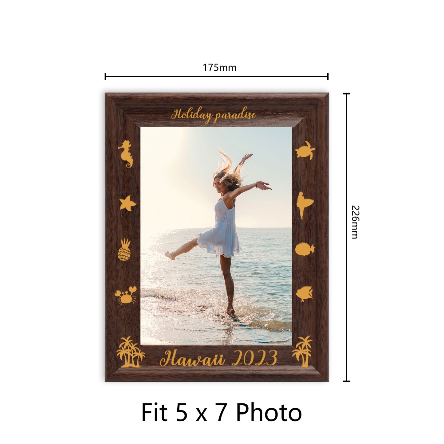 Dotride 5x7 Custom Picture Frame, Black Paris Theme Photo Frame, Customizable Wood Carving Text on the Bottom of the Photo Frame, Perfect for Travel Photos